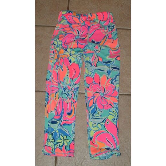 LILLY PULITZER Bright Colorful Sz XXS Stretchy Cropped Leggings Media Pocket - Picture 3 of 3